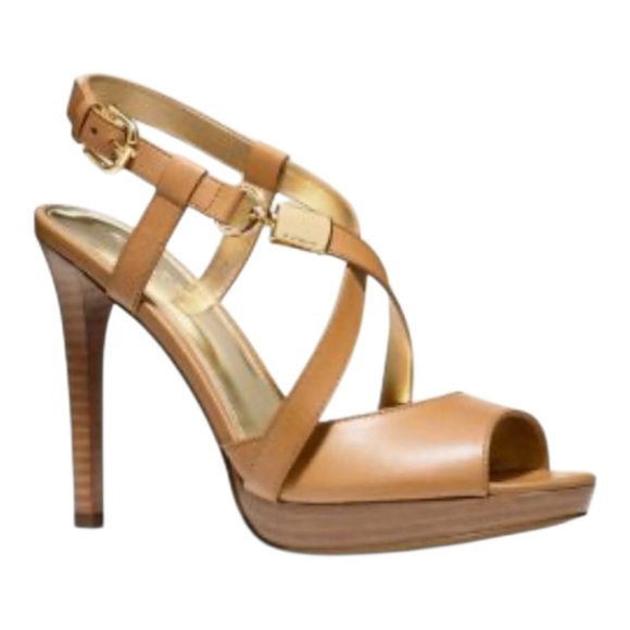 Coach Wendelle Platform Stiletto Heels with Ankle Straps in Ginger Brown Color - Picture 1 of 9